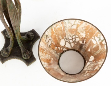 Tiffany Studios, New York Cats Paw Candle Lamp with Mica Shade